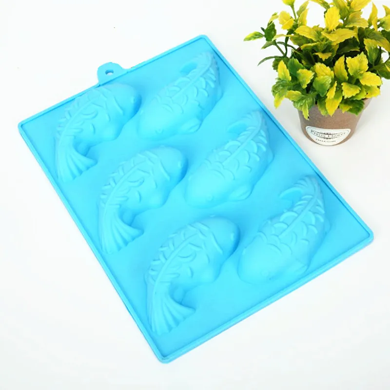 

22x16x3cm 6 Grid Fish Shape Silicone Mold Baking Pastry Bake ware DIY Cake Cookie Mousse Desert Mould Bake Pan For Children