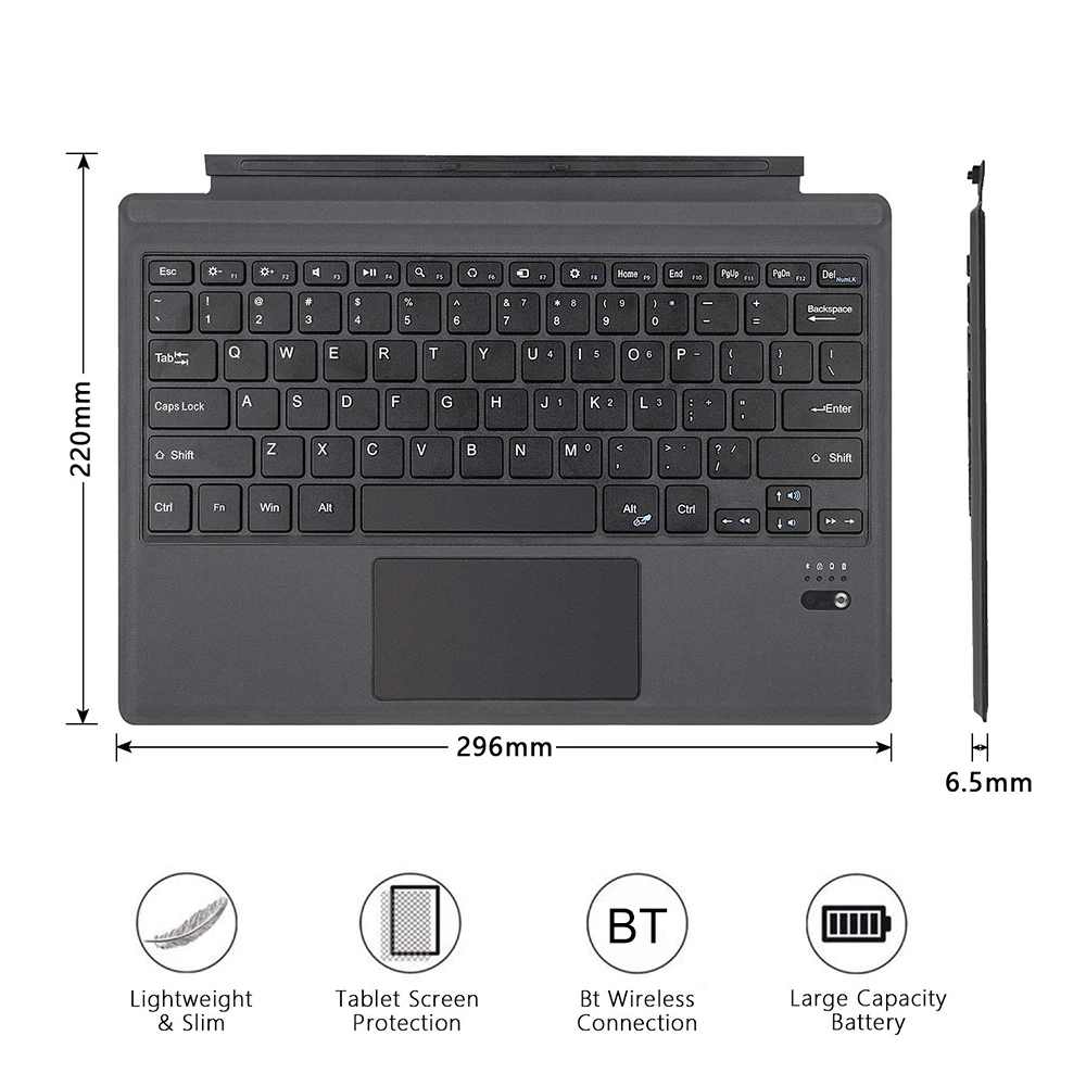 Bluetooth клавиатура для 12,2 дюйма microsoft поверхность программное обеспечение Pro3/4/5/6 BT Беспроводной клавиатура Тонкий тонкий клавиатуры Черный
