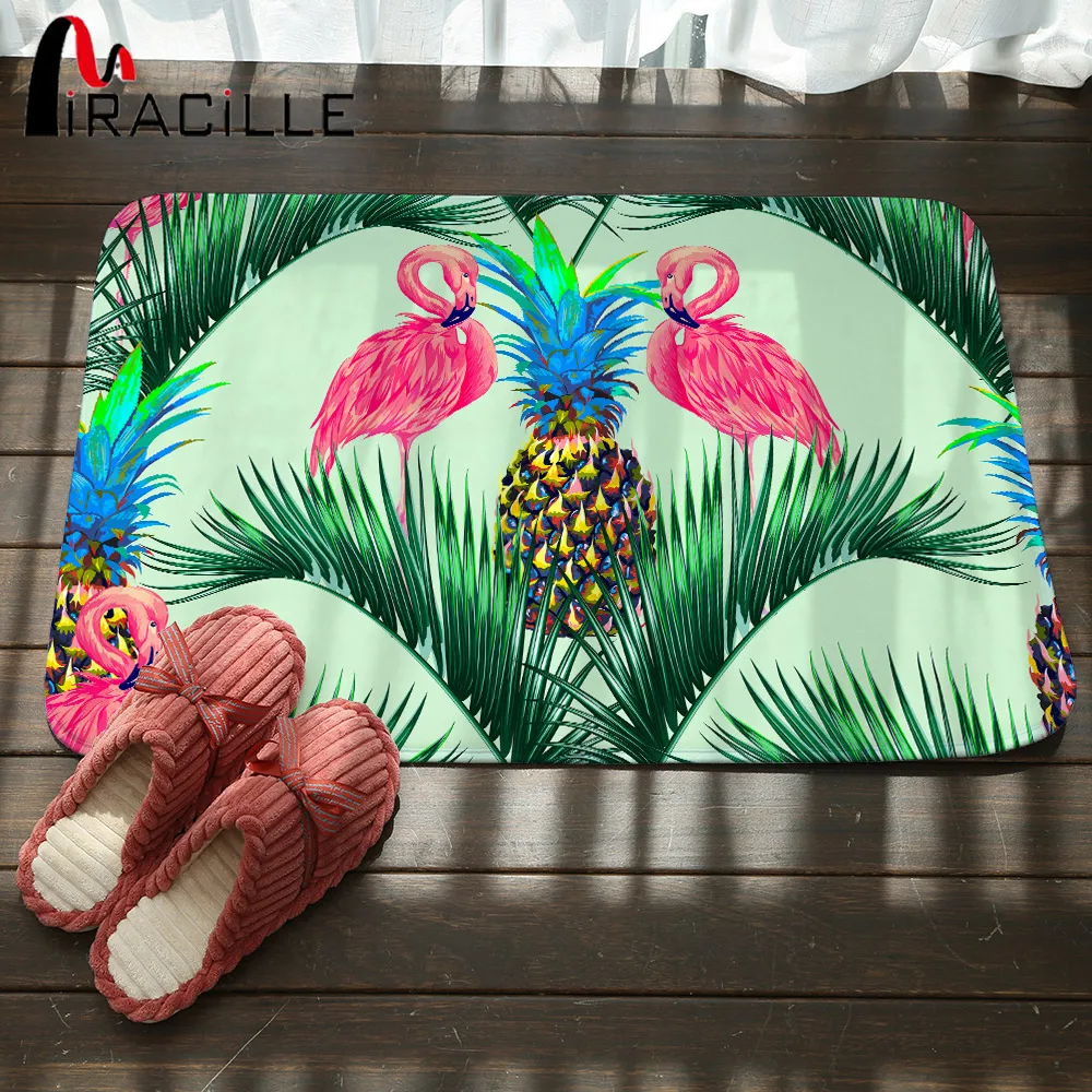 Miracille Bathroom Carpet Pink Flamingos Pineapple Printed Area Rugs for Home Non-slip Bath Mat Coral Fleece Entrance Floor Mats Miracille Bathroom Carpet Pink Flamingos Pineapple Printed Area Rugs for Home Non-slip Bath Mat Coral Fleece Entrance Floor Mats