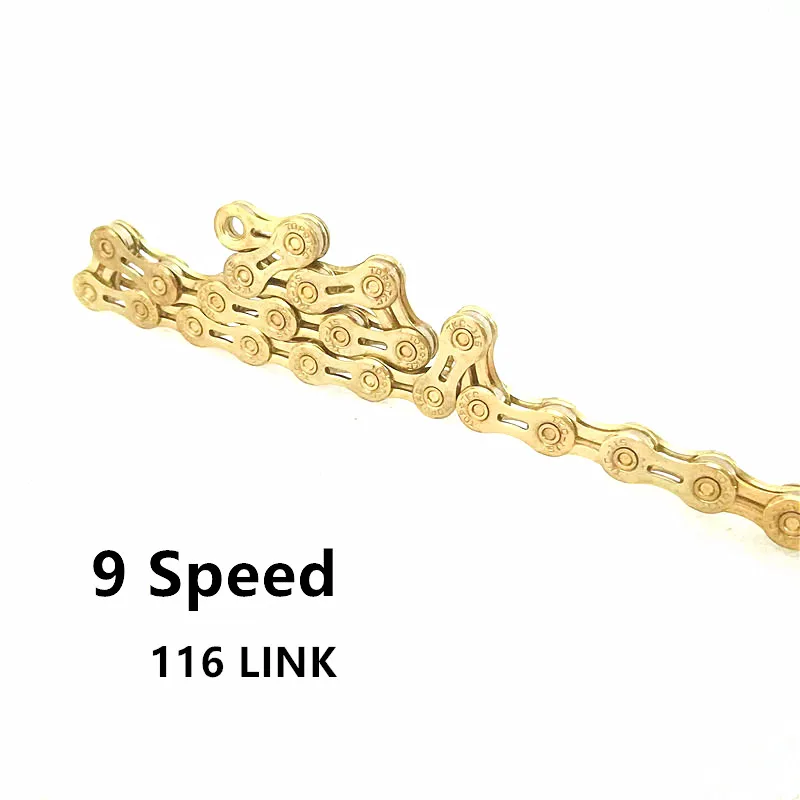 New Arrival 9 Speeds Golden Bike Chain 116 Links Light Weight Top