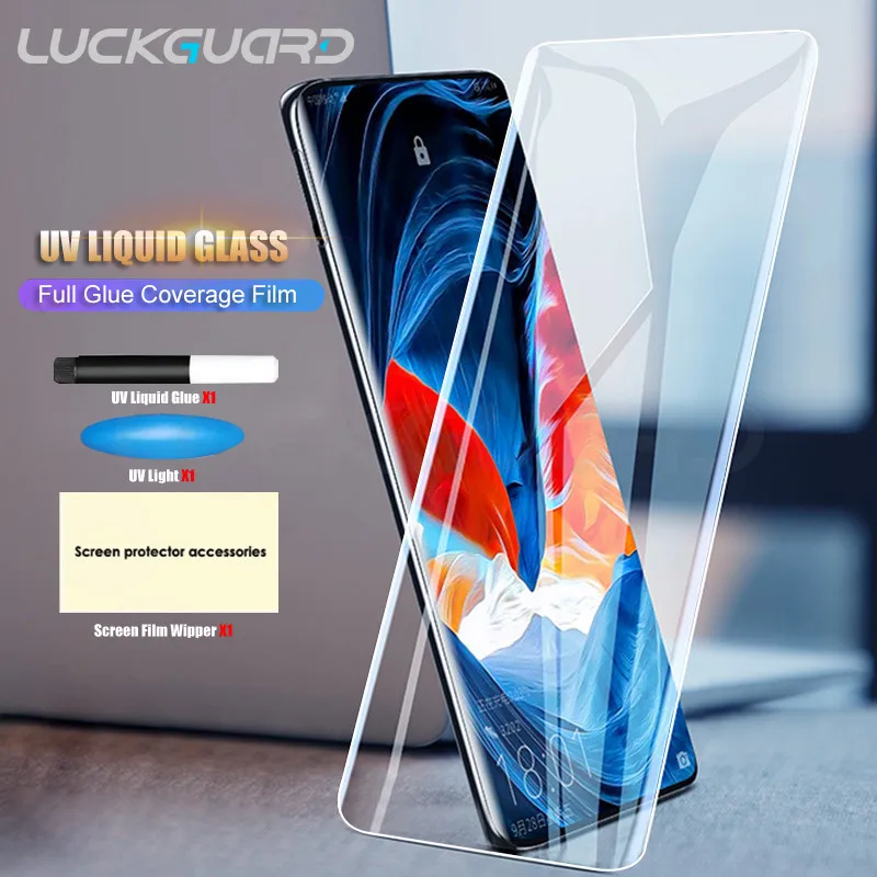 

UV Liquid Full Glue Fingerprint Unlock Tempered Glass For Oneplus 7 Pro One Plus 7 Oneplus7 Pro 9H Screen Protector Curved Film