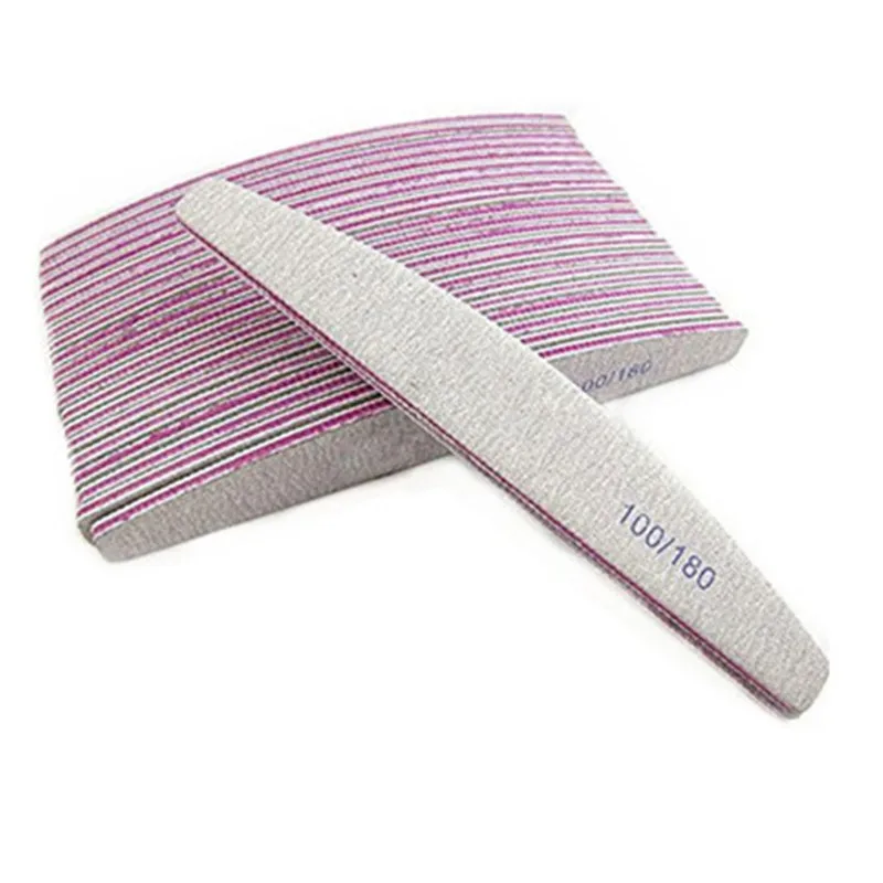 

10pcs/lot Nail files Grey Half Moon 100/180 Professional Nail Polishing Files Grinding Manicure Pedicure Tool Nail Polish File#T