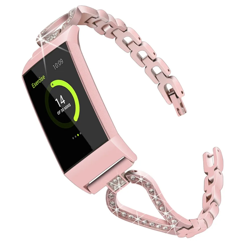 

Fashion Women Bling Rhinestone Replacement Bracelet Strap for Fitbit Charge 3 Band Metal Wrist Strap for fit bit charge 3 Correa