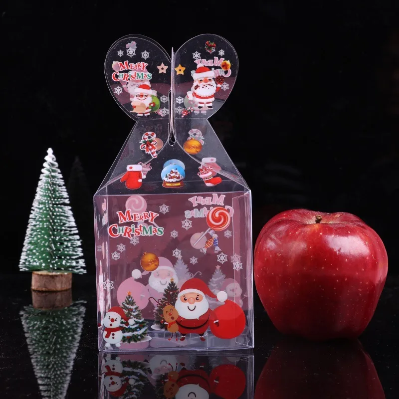 20 шт ПВХ прозрачная коробка для конфет Рождественское украшение Подарочная коробка и упаковка Санта Клаус Снеговик Лось Олень Конфеты Яблоко коробки - Цвет: 3