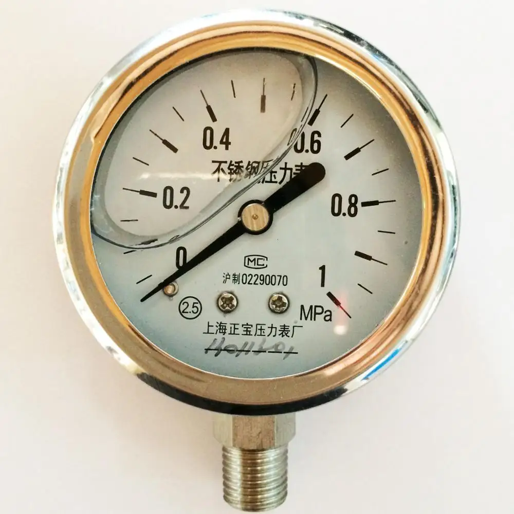 YN60BF 01 Mpa anticorrosive seismic stainless steel pressure gauge