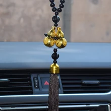 Автомобиль орнамент кулон золотой двойной тыквы Будда бусины авто интерьер зеркало заднего вида шестерни украшения аксессуары отделка подарки