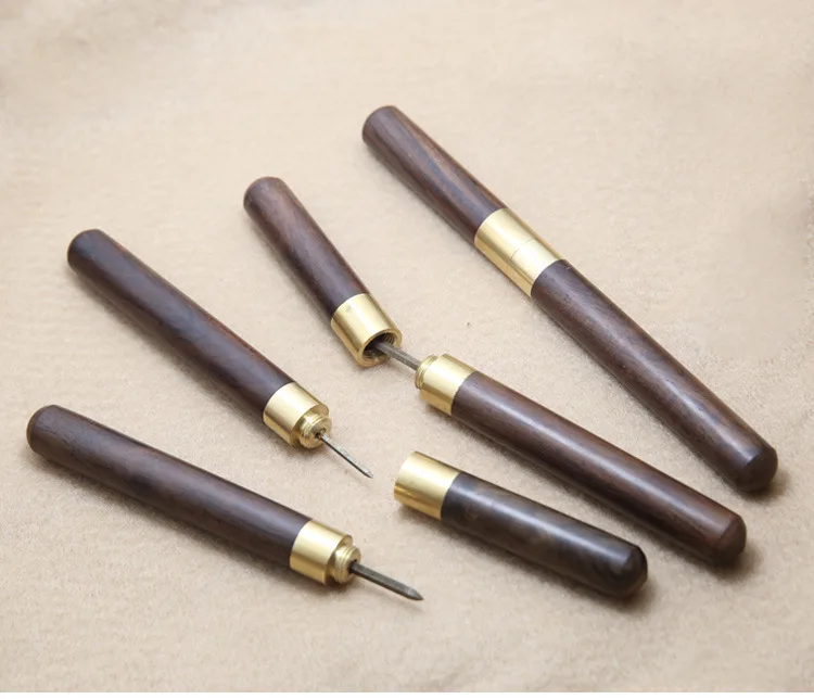 

DIY Wood Handle Leather Stitching Awl Leather Tools Canvas Leathercraft Sewing Needle Kit Costura Sewing Scratch Awl 3/4/5/6mm