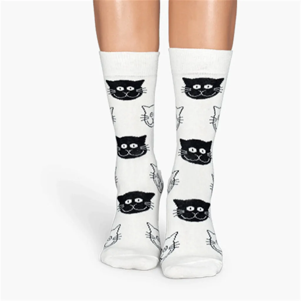 2019 Новое поступление высокое качество женские носки с забавным котом для платья