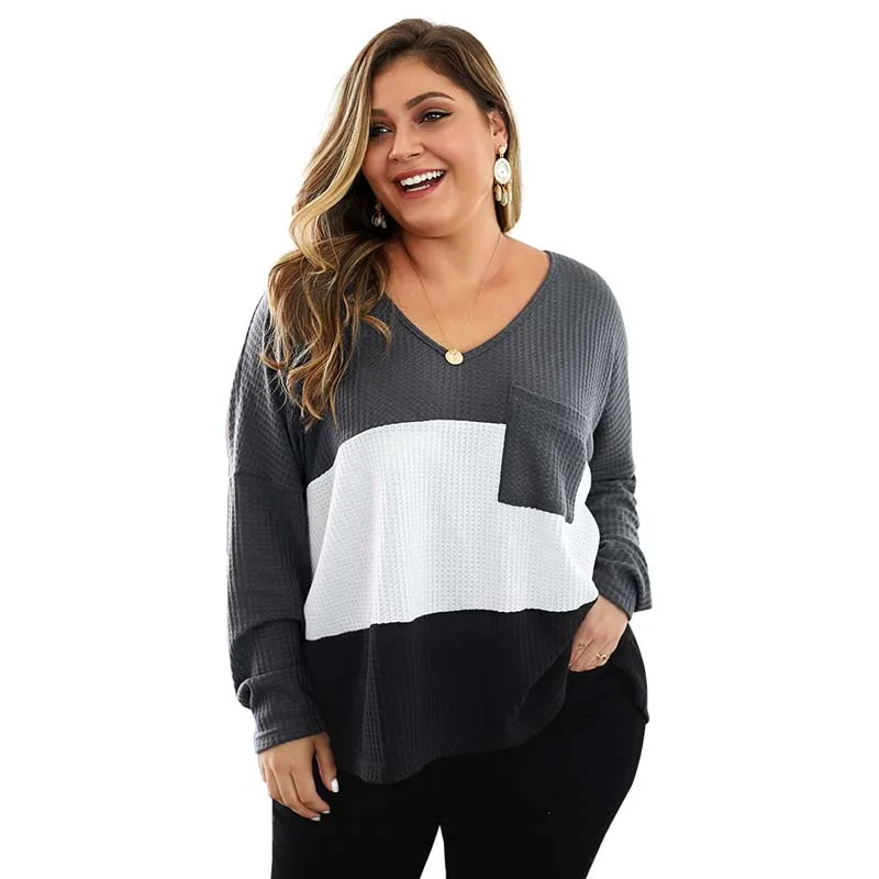 

Knitted Sweaters Ladies 2019 Autumn Oversize Sweater Women Big Size Pullovers Sweater Female Plus Size Sweaters Tops V-Neck 4XL