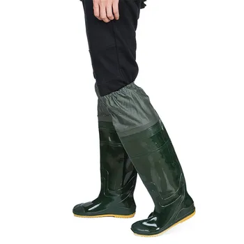 Unisex Lightweight PVC Fishing Waders Boots 360% Rotated Soft Sole Fishing Waders Boot Elastic Belt Overknee PVC Fishing Waders