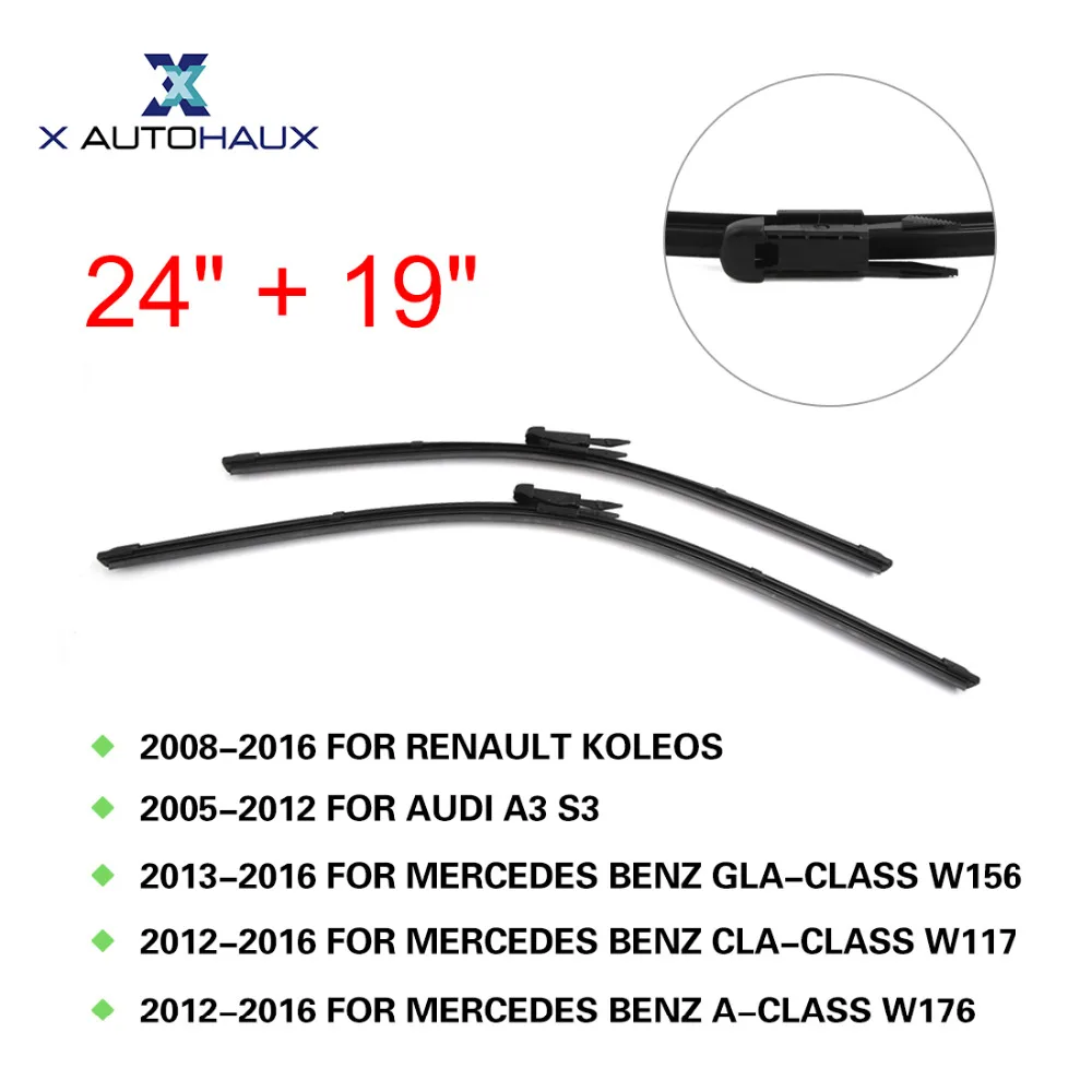 

X AUTOHAUX 24" + 19" Exact Fit Windshield Car Wiper Blades For RENAULT KOLEOS 2008 To 2016 For MERCEDES-BENZ GLA-CLASS W156 W117