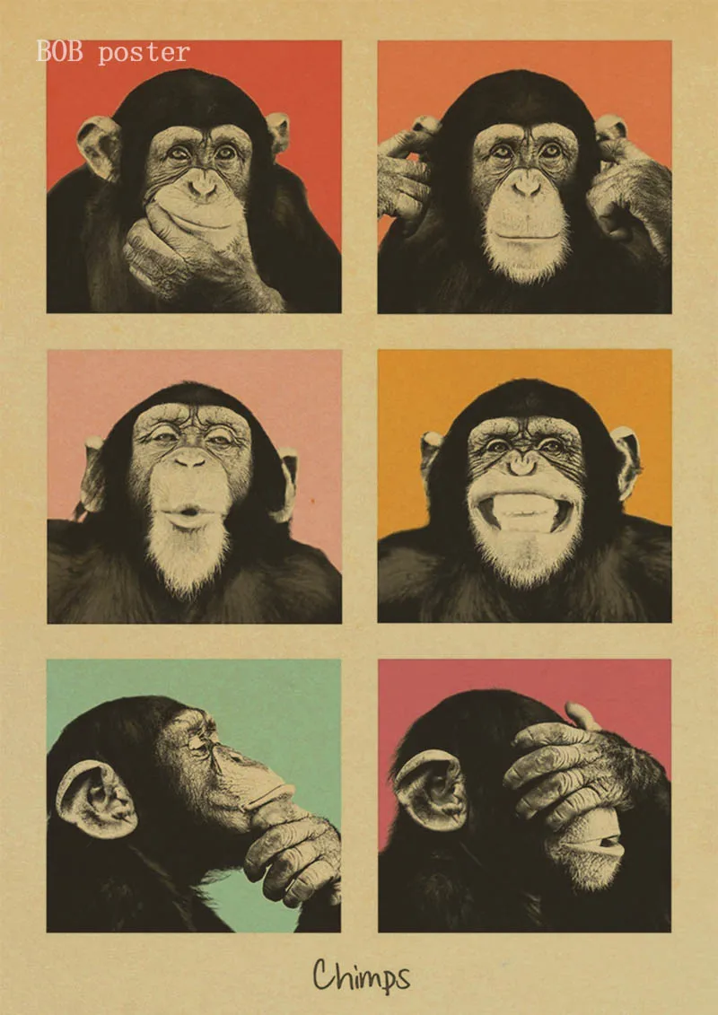 Party Paper Vintage Funny Home Decor Poster Retro Kraft Orangutans