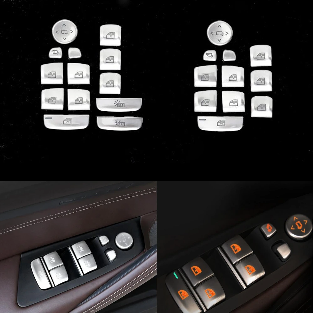 Angelguoguo Car Styling For BMW 5 Series G30 G38 2017 2018 Door Window Lift Button knob Cover Trim Sticker Accessories