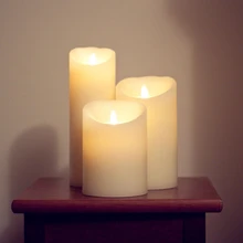 Ksperway Flameless Luminara Moving Wick LED Mini Candles with Timer and Remote 3+4+5 inch 3pcs/set Ivory Ksperway Flameless Luminara Moving Wick LED Mini Candles with Timer and Remote 3+4+5 inch 3pcs/set Ivory