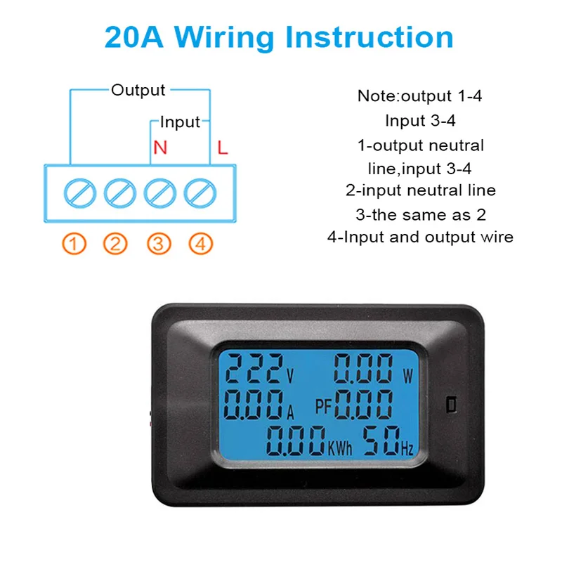 110~ 250 В 20A 100A цифровой Напряжение мощность энергии Вольтметр Амперметр метр Индикатор тока Ампер Вольт ваттметр тестер детектор