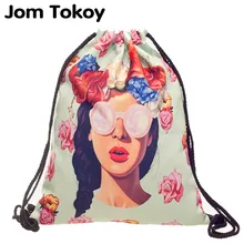 Новинка, Модный женский рюкзак на шнурке с 3D-принтом, дорожная мягкая женская сумка mochila на шнурке