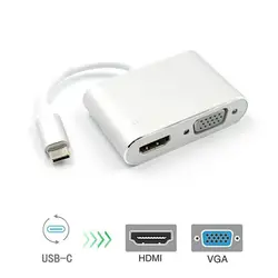 USB C Тип-C на адаптер HDMI VGA Тетрадь ноутбука конвертер для HDTV MacBook IJS998