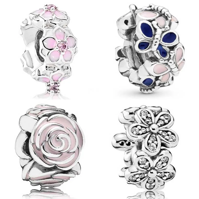 

Rose Flower Garden Dazzling Daisies Butterfly Arrangement Spacer Beads Fit Pandora Bracelet 925 Sterling Silver Charm Jewelry