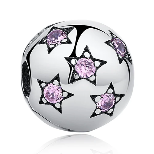 BELAWANG розовый шарик подходит Pandora Шарм 925 серебро Европейский Шарм бисер цветок DIY для женщин Изготовление ювелирных изделий - Цвет: PY1300
