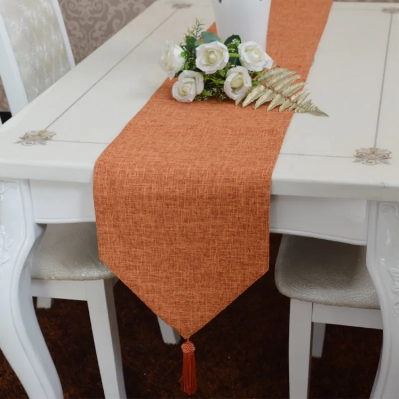 Индивидуальный заказ Настольная дорожка Крышка 30x140 160 180 200 220 240 260 280 см из хлопка и льна, красные, синие с открытыми пальцами; цвета оранжевый, зеленый, белый серый Чай
