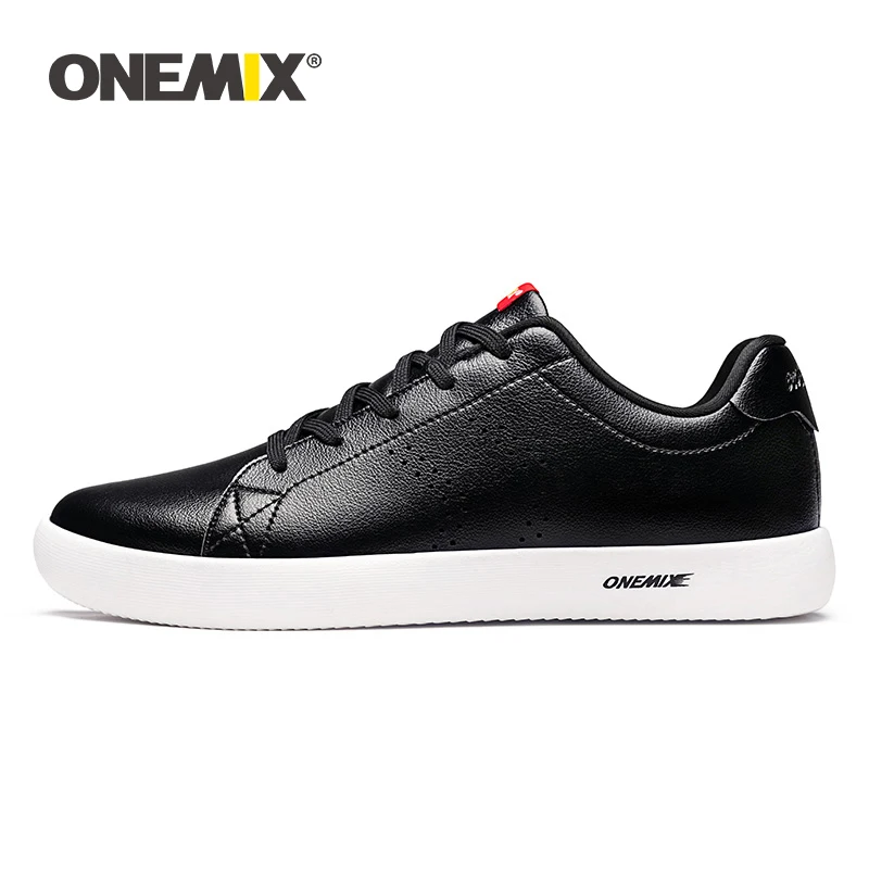 

ONEMIX Men Shoes Sneakers 2019 New Casual Soft Leather Skateboard Shoes Lightweight Jogging Training White Black Tenis Masculino