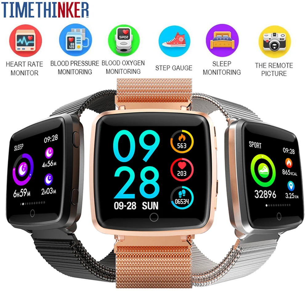 

Timethinker BL89 Smart Watch Woman Men Smartwatch Reloj Montre Wrist Blood Pressure Heart Rate Monitor Looks Like Fitbit Versa
