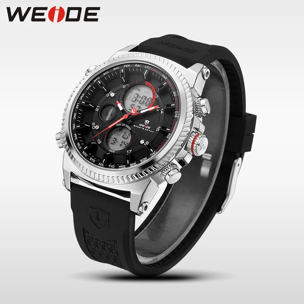 

WEIDE Casual Genuine luxury Men watch sport digital Automatic watches silicon watch quartz Analog Water Resistant Alarm Clock