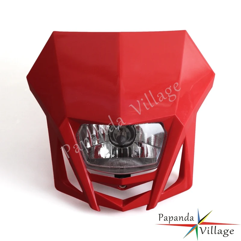 

Papanda Motorcycle Red Universal Dual Sport Headlight Dirt Bike Head Lamp Motocross for Honda XR CRF 150 230 250 450