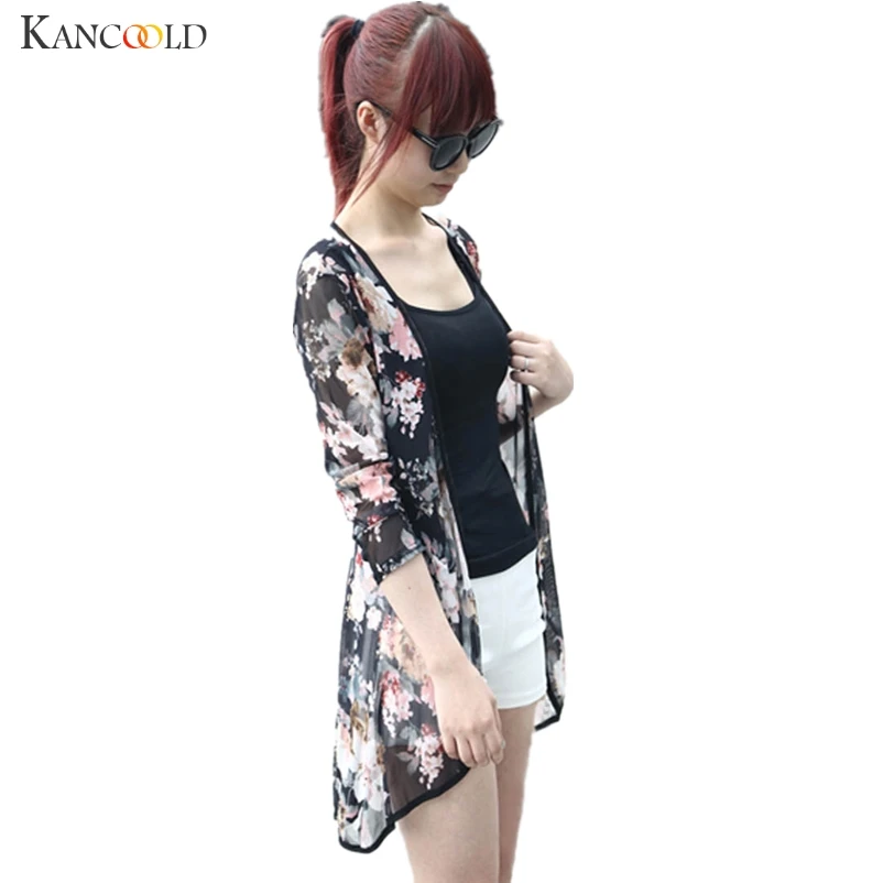 

Sagace Women Boho Peony Print Chiffon Loose Shawl Gauze Kimono Cardigan Casual Lady Shirt Cover Up Summer Beach Blouses Aug3
