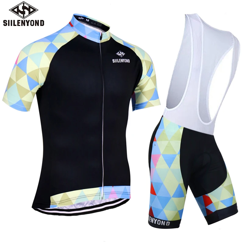 

SIILENYOND Short Cycling Clothing Bike jersey Sets Quick Dry Mens Bicycle Clothes Summer Cycling Jersey gel Bike BIB Suits