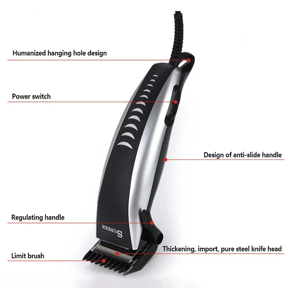SURKER Professional Electric Hair Trimmer Men Kids Hair Trimmer Attachment Combs Barber Home Beard Hair Cutting Clipper Machin SURKER Professional Electric Hair Trimmer Men Kids Hair Trimmer Attachment Combs Barber Home Beard Hair Cutting Clipper Machin