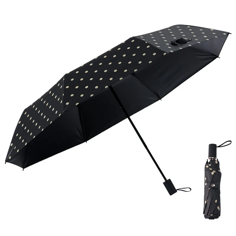 Модный зонтик с волнистой точкой, трехскладной неавтоматический зонтик, 8 костей, унисекс, зонтик, дождь, для женщин и мужчин, солнечный и дождливый