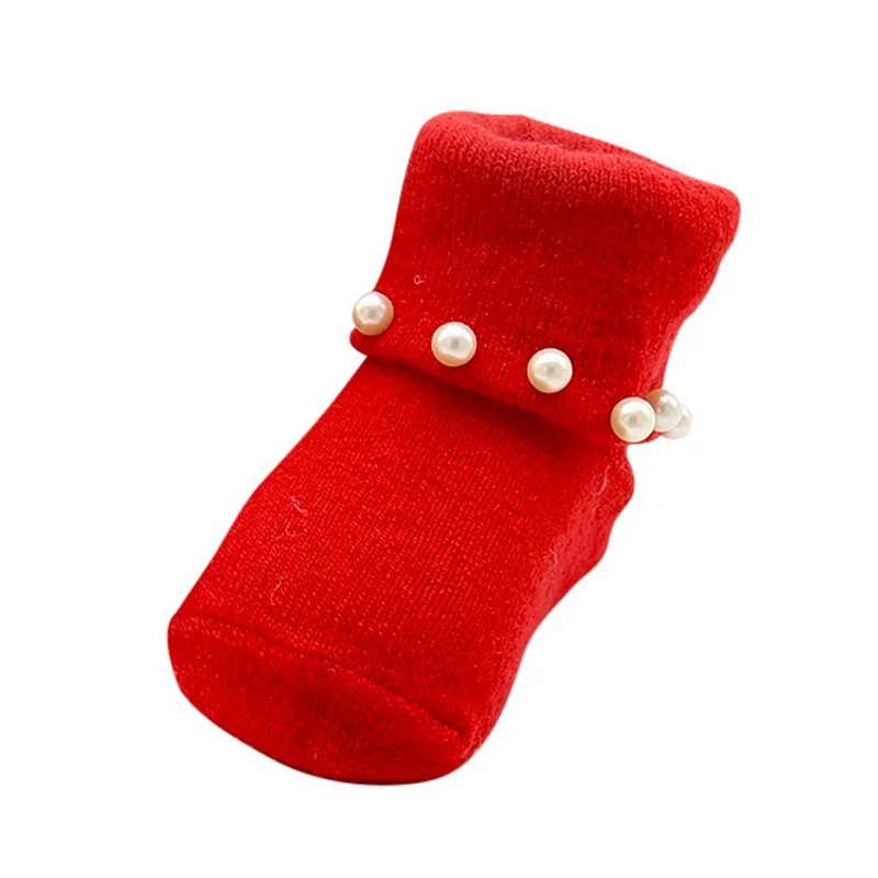 Прекрасный Новорожденный ребенок жемчуг цветок рюшами Кружева Принцесса носки детские теплые натуральный хлопок красочные носки Новое поступление - Цвет: Серый