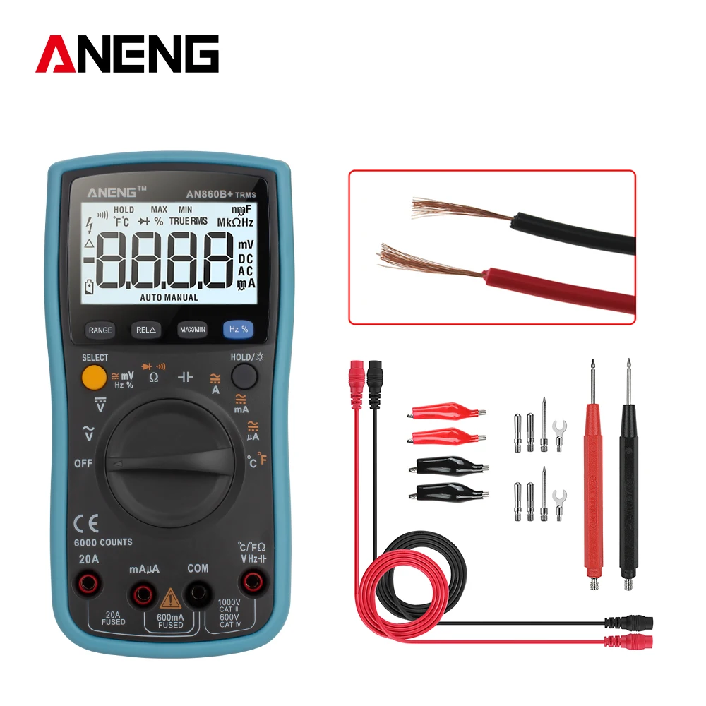 Мультиметр ANENG AN860B + TRMS с ЖК дисплеем и кабелем|Мультиметры| |
