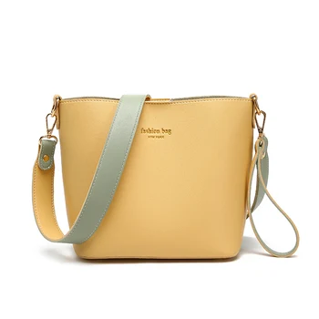 

Contrasting color bucket bag autumn/winter new female bag 2019 new fashion joker simple cross shoulder bag single shoulder bag