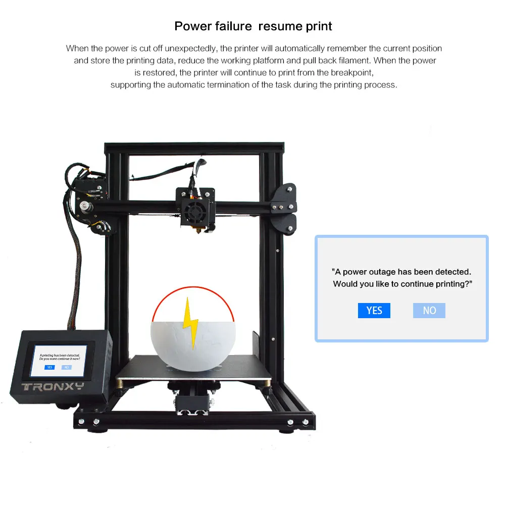 Быстрая сборка 3D принтер большого размера I3 мини Tronxy XY-2 продолжением печати мощность высокое качество печати 220*220 мм размер горячей кровати