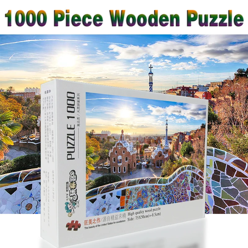 Spain Parks Houses 1000 pieces Adult Puzzle Wooden Puzzle Landscape