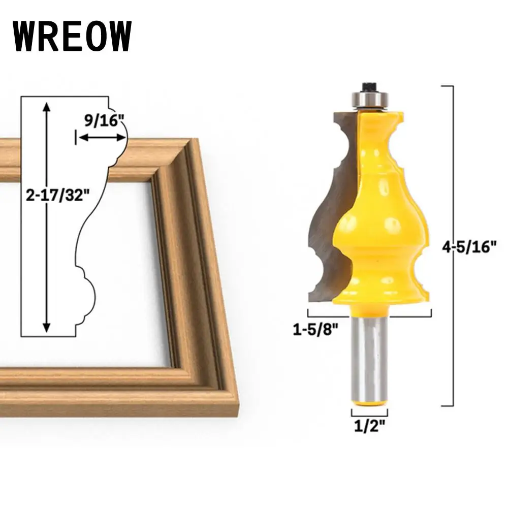

1pc 1/2" Shank Picture Frame Molding Router Bit door knife Woodworking cutter Tenon Cutter for Woodworking Tools