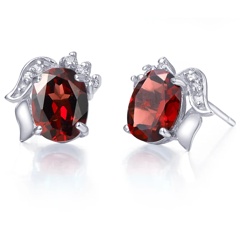 

Natural Garnet Earring Stud 925 Sterling silver Woman Fine Elegant Red Gem Jewelry Girl Birthstone Christmas Gift se0016g