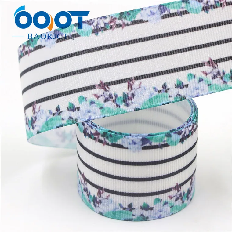 OOOT BAORJCT I-19628-1539,38mm 10yards flower Thermal transfer Printed grosgrain Ribbons,tape crafts,bow cap DIY accessories - Цвет: I-19628-1546