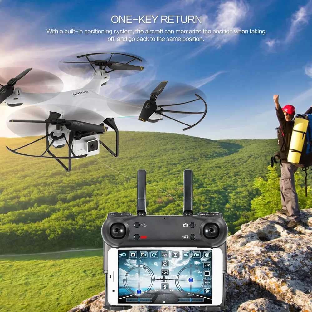

DM106 WIFI FPV Drone RC Quadcopter with 720P Camera Selfie Drone Altitude Hold FPV Real-time Transmission RC Helicopter Dron