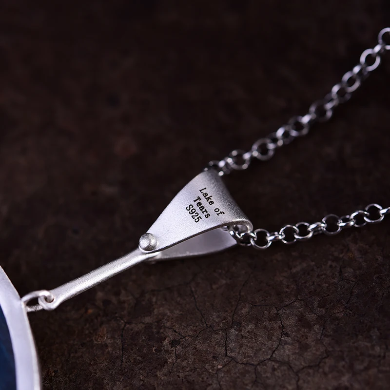 Lotus Fun Real 925 Plata de Ley labradorita Natural joyería fina hecha a mano lago de lágrimas colgante sin collar para mujer - 2