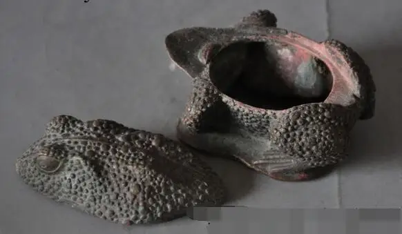 

S1365 mark china fengshui bronze copper animal Frogs Toad statue incense burner Censer