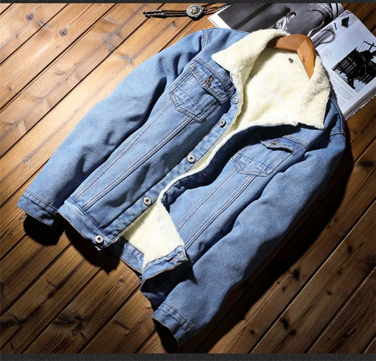 Idopy зимняя мужская повседневная джинсовая куртка с меховой подкладкой, утолщенное теплое пальто, джинсы на флисе, куртка, верхняя одежда для мужчин размера плюс