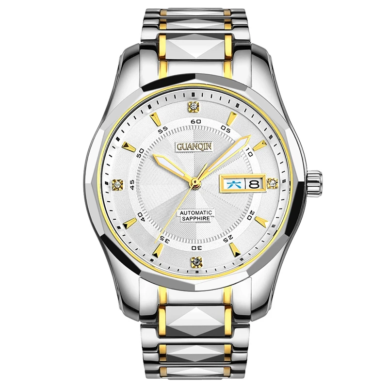 GUANQIN Men's Mechanical Watch Automatic Waterproof Tungsten Steel Male Auto Self-Wind Analog Wristwatch