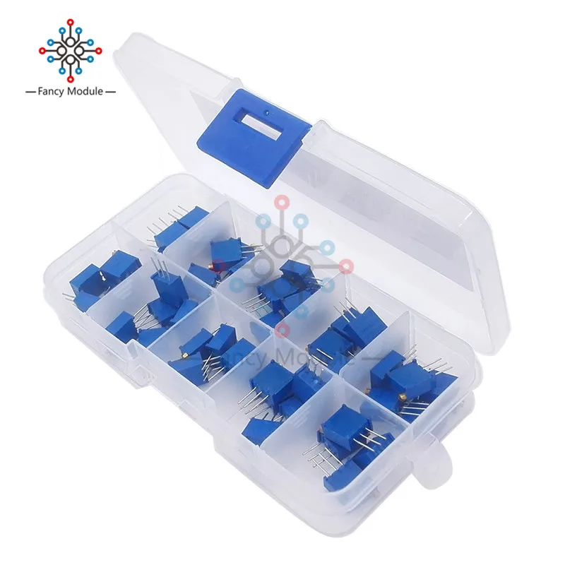 

50Pcs/Lot 3296W Multiturn Trimmer Potentiometer Kit High Precision 3296 Variable Resistor With Free Box electronic DIY kit