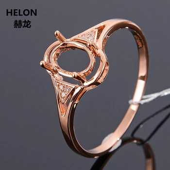 

Solid 10k Rose Gold Natural Diamonds Women Engagement Wedding Ring 5x7mm Oval Cut Semi Mount Ring Setting