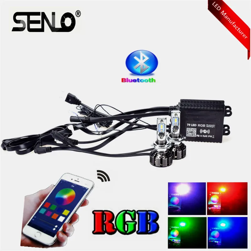 

2019 H7 LED car headlight bulb new RGB H8 H11 control app Bluetooth H1 H3 HB3 hb4 car LED lamp muticolor LED headlamp HID white