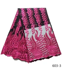 Wine red Embroidered Net Lace African French Laces Fabrics High Quality Nigerian French Net Lace 2019 With Stones Dress 603