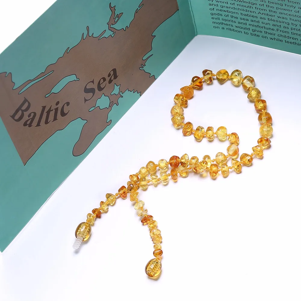 spesifikasi Kalung Baltic Amber Gelang untuk Bayi (LEMON)  Buatan Tangan Di Lituania Lab Diuji Otentik 3 Ukuran